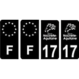 17 Charente Maritime logo noir autocollant plaque immatriculation auto sticker Lot de 4 Stickers - Angles : arrondis