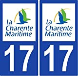 2 Autocollants plaque d'immatriculation auto 17 Charente-Maritime - Département