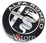 2 Fregi Emblème Compatible pour Alfa Romeo Noir Miroir Logo 74 mm Capot Avant Arrière Black 147 156 159 Brera ...