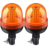 2pcs Gyrophare 60LEDs Orange, Justech E9 Lumière Stroboscopique d'Avertissement d'Urgence IP56 étanche 3 Modes d'Éclairage Stroboscope/Flash Rapide/Rotation Light Ambre pour ...