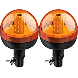 2pcs Gyrophare LED Orange, Justech 12V E-mark E9 40LEDs Lumière Stroboscopique d'Avertissement d'Urgence IP56 étanche 3 Modes de Flash Strobe ...