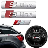 3 Pièces S Logo Line Emblem, Autocollant de Voiture Extérieur Sport, Autocollant en Métal Logo 3D, Logo de Voiture pour ...