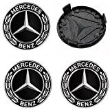 4 pièces Cache Moyeux Compatible with Mercedes Benz 75mm Cache de Roue Centrale ABS Accessoires de Voiture