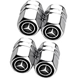 4 Pièces Capuchon de Valve Auto Bouchons de Valve,Métal Bouchons de Valve Voiture avec Logo Compatible avec Mercedes Benz CESM ...