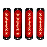 4pcs 12-24V Ultra Mince Voyant Barre D'alarme Stroboscopique d'urgence Lampe- 6 LEDS Bande lumineuse D'avertissement de Flash Camion Moto Voiture ...