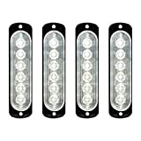 4pcs 12-24V Ultra Mince Voyant Barre D'alarme Stroboscopique d'urgence Lampe- 6 LEDS Bande lumineuse D'avertissement de Flash Camion Moto Voiture ...