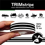 4R Quattroerre.it 10524 Trim Stripes Bandes Adhésives Triples pour Voitures, Noir, 3F 16 mm x 10 MT