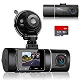 Abask Dashcam Vision Nocturne IR, Caméra de Voiture avec 32G Carte SD, Double 1080P Dash Cam, Grand Angle à 310°, ...