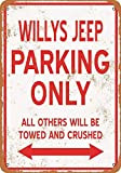 ABLERTRADE Plaque métallique en métal Motif Willys Jeep Parking Only Style vieilli 20,3 x 30,5 cm
