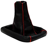 AERZETIX: Soufflet de levier de vitesse en simili cuir noir avec bordure rouge
