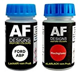 Alex Flittner Designs Stylo de retouche pour Ford ABP Ermine White + vernis transparent 50 ml