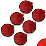 AOHEWEI 6 x Réflecteurs Signalisation Remorque Rond Auto-adhésifs Coller sur Rouge Circulaires Catadioptre Réflexe de Sécurité pour Caravane Agricole Machines Approbation de ...