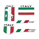 Apofly 5PCS Autocollant de Voiture Italie Drapeau Decal en Alliage d'aluminium Italie Emblem Badge Creative Car Styling Autocollant pour Voiture ...