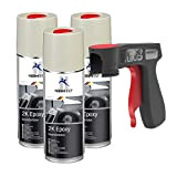 AUPROTEC Apprêt de Remplissage 2K Epoxy Peinture Primaire Spray Beige Mat 3X 400 ML + 1x poignée Originale pour Bombes ...