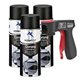 AUPROTEC Peinture aérosol Corona Noir Mat Spray Vernis pour Moteur résistante la Chaleur 650°C pulvérisateur 3X 400 ML + 1x ...
