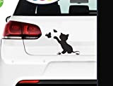Autocollant chat avec papillons, sticker chatons pour portes, fenêtres, meubles, murs, voitures, motos, camping-cars, tuning 15 x 20 cm (noir ...