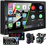 Autoradio 2 DIN Compatible avec Commande Vocale iOS Carplay&Android Auto, Écran Tactile LCD HD 7 Pouces avec Bluetooth 5.1, Lecteur ...