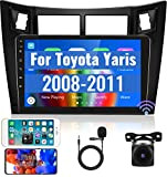 Autoradio Android pour Toyota Yaris 2008-2011, Carplay Android Auto 9 Pouces à écran Tactile Radio avec GPS Navigation WiFi FM ...