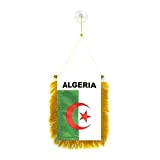 AZ FLAG Fanion Algérie 15x10cm - Mini Drapeau algérien 10 x 15 cm spécial Voiture - Bannière