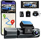 AZDOME Caméra de Voiture Triple 1440P+1080P+1080P, GPS, WiFi, Surveillance de Parking, Night Vision, G-Capteur, WDR, Détection De Mouvement, G‑Sensor, Enregistrement ...