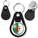 Badgmania Porte Clés Cuir Vegan Jeton de Caddie Drapeau Algérie Algérien Croissant Rouge Embleme Islamique