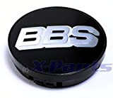 BBS ALLOY WHEEL SINGLE BB0924257 Enjoliveur pour moyeu de roue, emblème BBS, noir et argent chromé, 56 mm, sans circlip