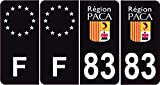 Bearn 83 Région PACA département région + F-Europe Autocollant Plaque immatriculation Auto Voiture Sticker, Couleur Logo 3 : Noir, Angle ...