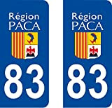 Bearn 83 Région PACA département région Logo Autocollant Plaque immatriculation Auto Voiture Sticker, Couleur : Bleu, Angle : Arrondi