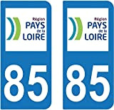 Bearn 85 Région Pays de la Loire département région Autocollant Plaque immatriculation Auto Voiture Sticker, Couleur : Bleu, Angle : ...