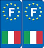 Bearn F Europe Drapeau Italie Angle Droit Autocollant Plaque immatriculation Auto Voiture Sticker, Couleur : Bleu, Angle : Arrondi
