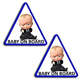 Biomar Labs 2 x PVC Sticker Autocollant Vinyle Bébé à Bord Boss Baby on Board Signe Attention pour Voiture Vitres ...