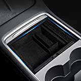BMZX Organiseur d'accoudoir pour console centrale Tesla Model 3 2021 - Accessoire pour téléphone, carte, clés, pièces de monnaie - ...