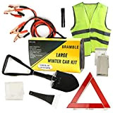 BRAMBLE 9-en-1 Kit Urgence Voiture Hiver, Kit de Secour Auto, Assistance Routière Urgence - Câbles de Démarrage, Triangle Signalisation, Gilet ...