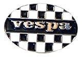 Broche ovale en métal émaillé pour scooter Vespa à carreaux