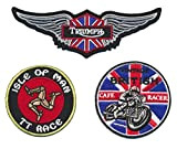 Cafe Racer Isle of Man Triumph Lot de 3 écussons thermocollants Motif moto Angleterre A5