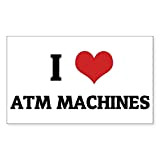 CafePress Autocollant rectangulaire pour pare-chocs de voiture Motif I Love ATM Machines