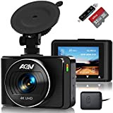 Caméra de Voiture, AQV 4K Dashcam avec GPS, Super Condensateur, 2 Pouces 170° Grand Angle Vision Nocturne, Capteur G, WDR, ...