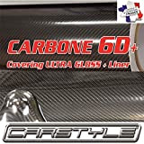 carstyle Carbone 6D+ Film Vinyle Covering thermoformable Bubble Free Noir 1m x1,52m, Pas 3D 4d 5d