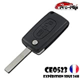 CLE PLIP 2 Boutons Compatible pour Peugeot 3008 5008 modèle CE0523 Lame avec rainure TELECOMMANDE @Pro-Plip