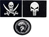 CLIPSEAM 3 patchs drapeau punisher, écusson de calaver avec épée Pirate, 100 % brodé, velcro, Taille unique