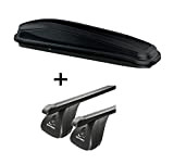 Coffre de Toit JUEASY300 300Ltr Noir + Barres de Toit d'origine en Acier Compatible avec Volkswagen Golf VII 5 Portes ...
