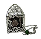 Collier décoratif pour rétroviseur de Voiture Islamique AMN142 avec Pendentif en Cage métallique pour Ramadan Aïd - Cadeau Musulman (Noir/Argent)