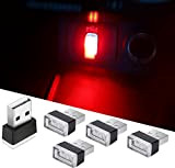 CTRICALVER 5 pièces lumières d'ambiance à LED de voiture rouge, lumières enfichables 5V Mini kit d'éclairage ambiant intérieur pour voitures, ...