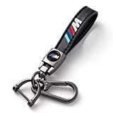 Cuir Porte-clés de Voiture Clé de Voiture Anneau avec Logo,Accessoire/Remplacer pour Porte-clés de Voiture,Compatible avec BMW M M2 M4 M5 ...