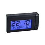 DanLink Horloge Thermomètre de Voiture avec Rétroéclairage Bleu, Horloge électronique avec Affichage Numérique LCD 2 en 1 pour La Date ...