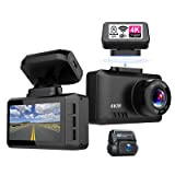 DASHCAM Voiture Dash cam 4K WiFi Position GPS Mini compacte | Double caméra Avant Arrière 170 degrés Vision Nocturne avec ...