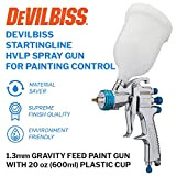 DeVilBiss Startingline Pistolet pulvérisateur HVLP pour contrôle de la peinture 1,3 mm avec réservoir en plastique de 600 ml
