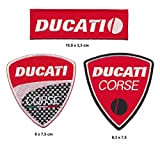 Ducati Lot de 3 écussons thermocollants Motif moto Biker Italie