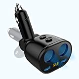 Eletrand 2 Prises Allume Cigare Adaptateur + 2 Ports USB Chargeur de Voiture, 90W 12/24V avec Affichage LED de Voltage ...