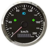 ELING Indicateur de vitesse GPS universel 0-200km/h pour voiture moto ATV UTV survitesse Buzzer 3 3/8 pouces (85mm) 9-32V avec ...